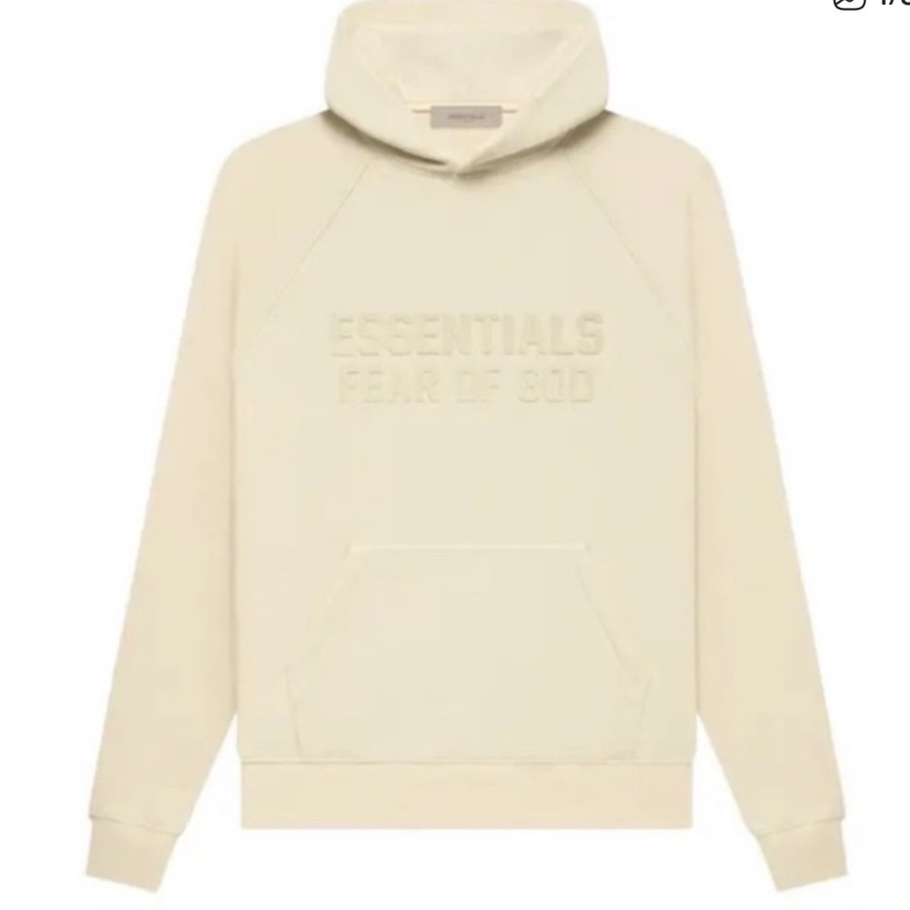 Fear of God Essential Hoodie in Eggshell Teens XXS Fit 24” Pit to Pit